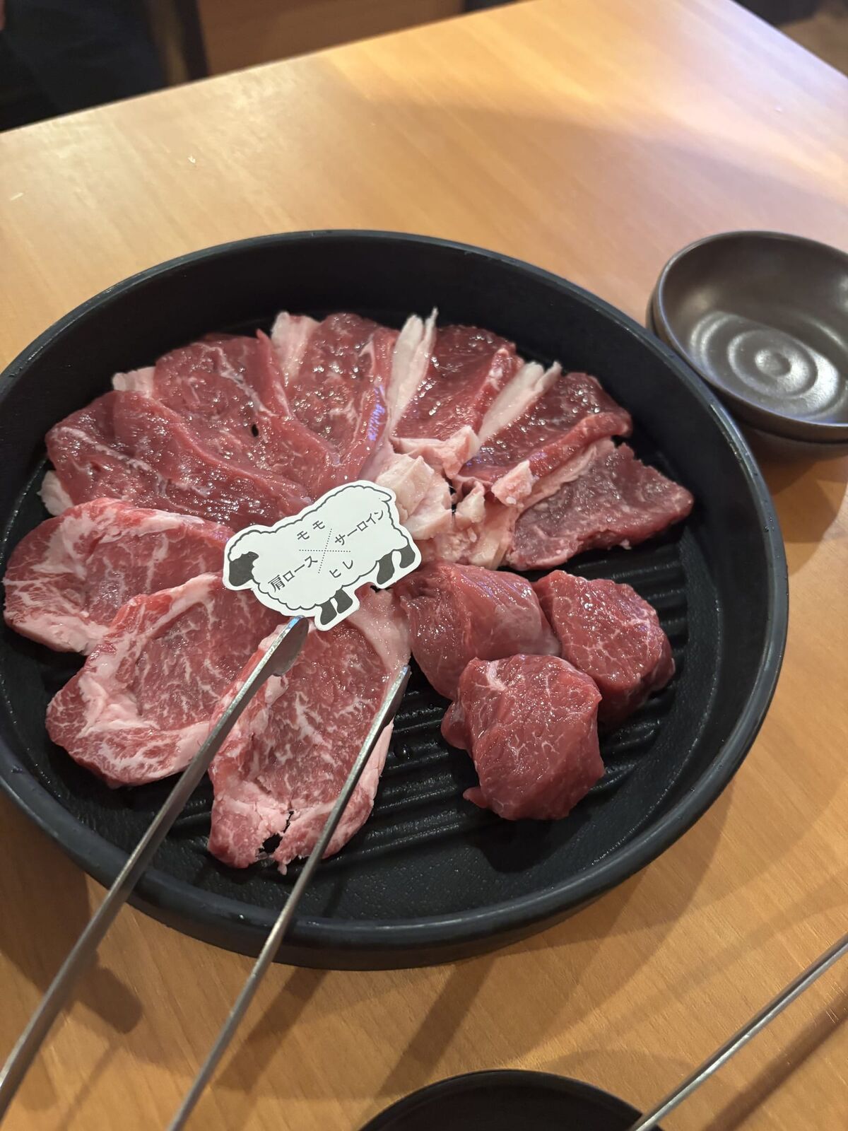 成吉思汗 大黒屋の大黒セット。羊型のプレートに部位の位置が示されている