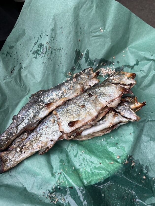 塩焼きにしてもらったニジマス